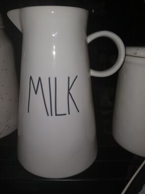 Rae Dunn White MILK Pitcher with Black Lettering